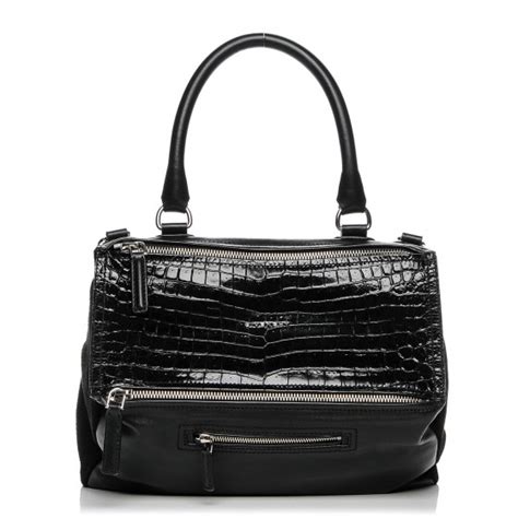 givenchy pandora croc|GIVENCHY Smooth Calfskin Crocodile Embossed Medium .